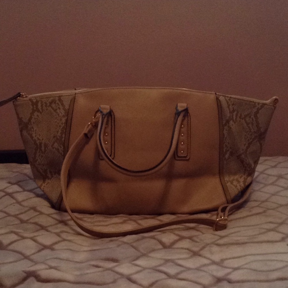 Nude and grey Python Aldo tote bag